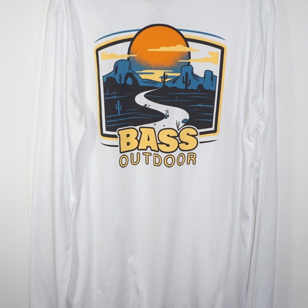 Bass Outdoor Men's White Marshmallow Mesa Path Long-Sleeve T-shirt X-LARGE